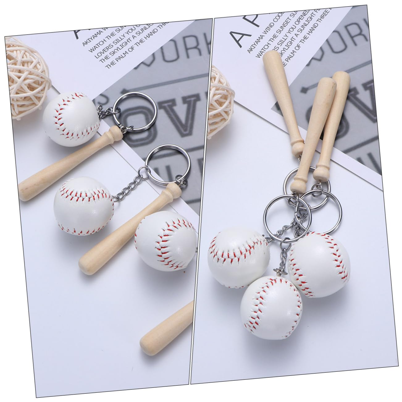 Beavorty 16pezzi Portachiavi Forma di Mazza da Baseball Ciondolo Souvenir per Feste Tema Sportivo Portachiavi per Borsa e Donna
