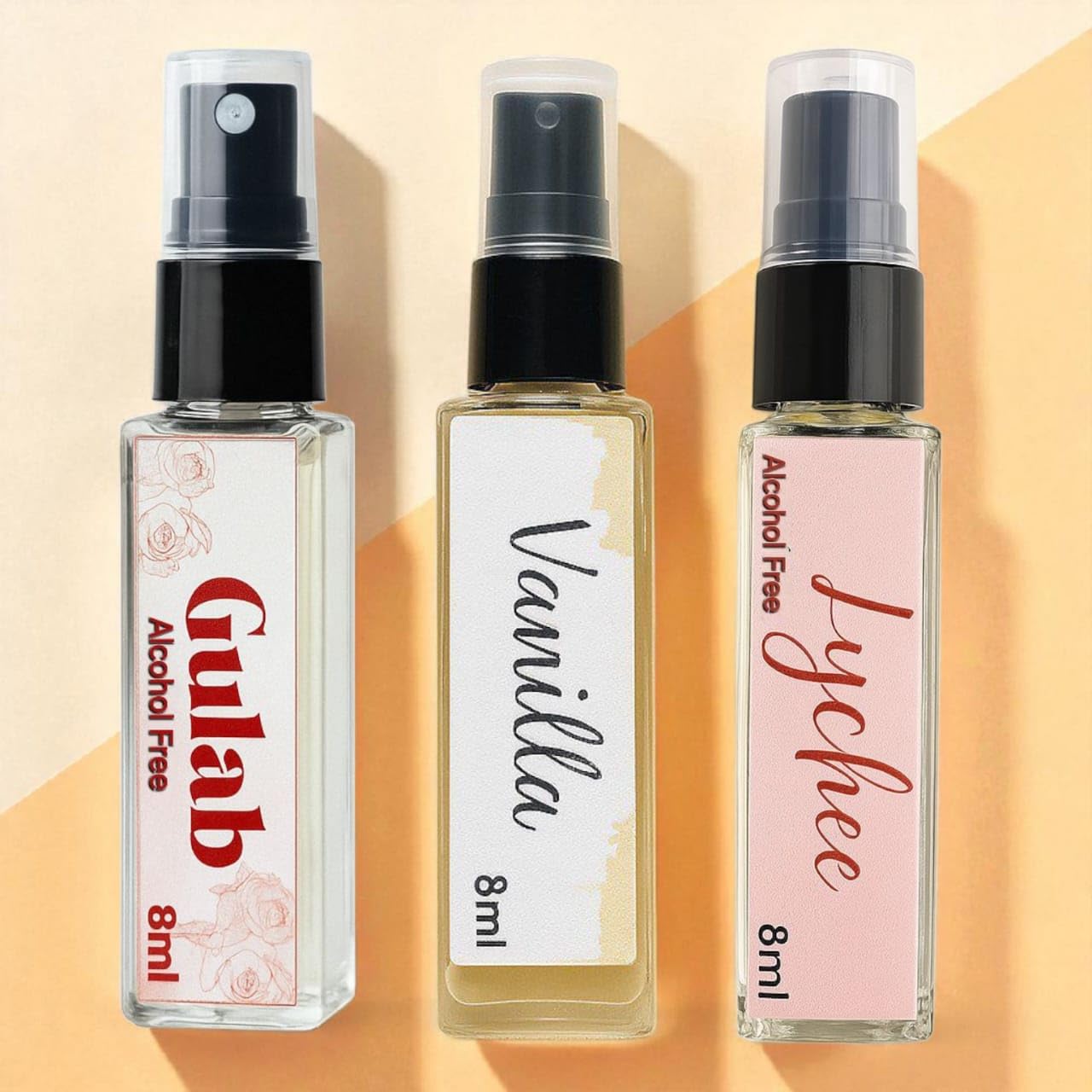 The Pearls Studio Exotic Perfume Trio – Romantic Gulab, Sweet Vanilla & Fruity Lychee | Pocket-Friendly Perfumes (8ML Each) | Alcohol-Free Unisex Fragrance Pack |-picture-45
