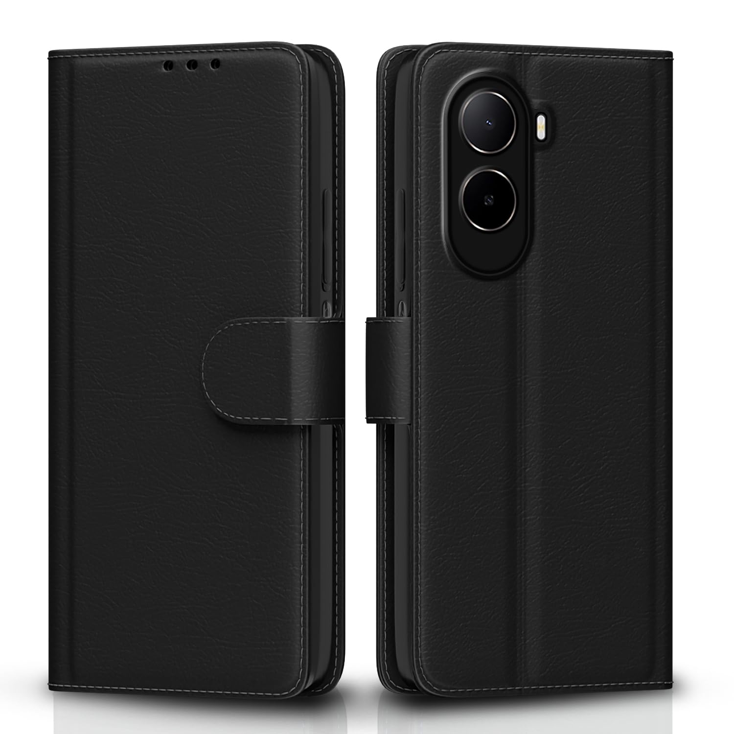 Pikkme Flip Cover for Mi Redmi A7 Pro/Poco C85x 5G / C81 Leather Finish | Inside TPU with Card Pockets | Wallet Stand and Shock Proof | Complete Protection Flip Case (Black)-image-23