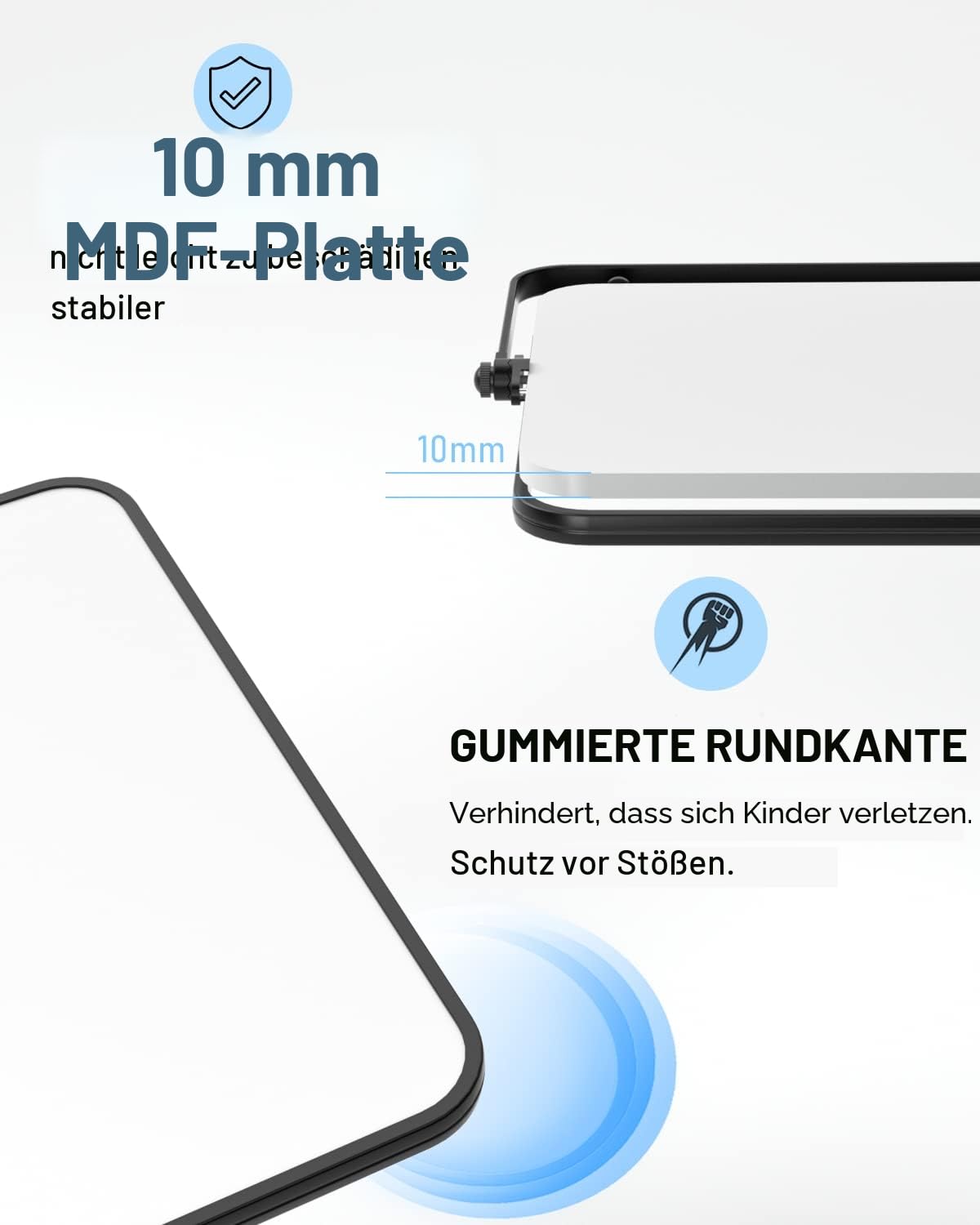 Nicpro Trockenlöschung Kleines Whiteboard A3 mit Ständer, Doppelseitiges Magnetische Desktop Schreibtafel mit 8 Stiften, 4 Magnet, Schwamm, für Studenten, Klassenzimmer, Büro(30 x 40 cm)
