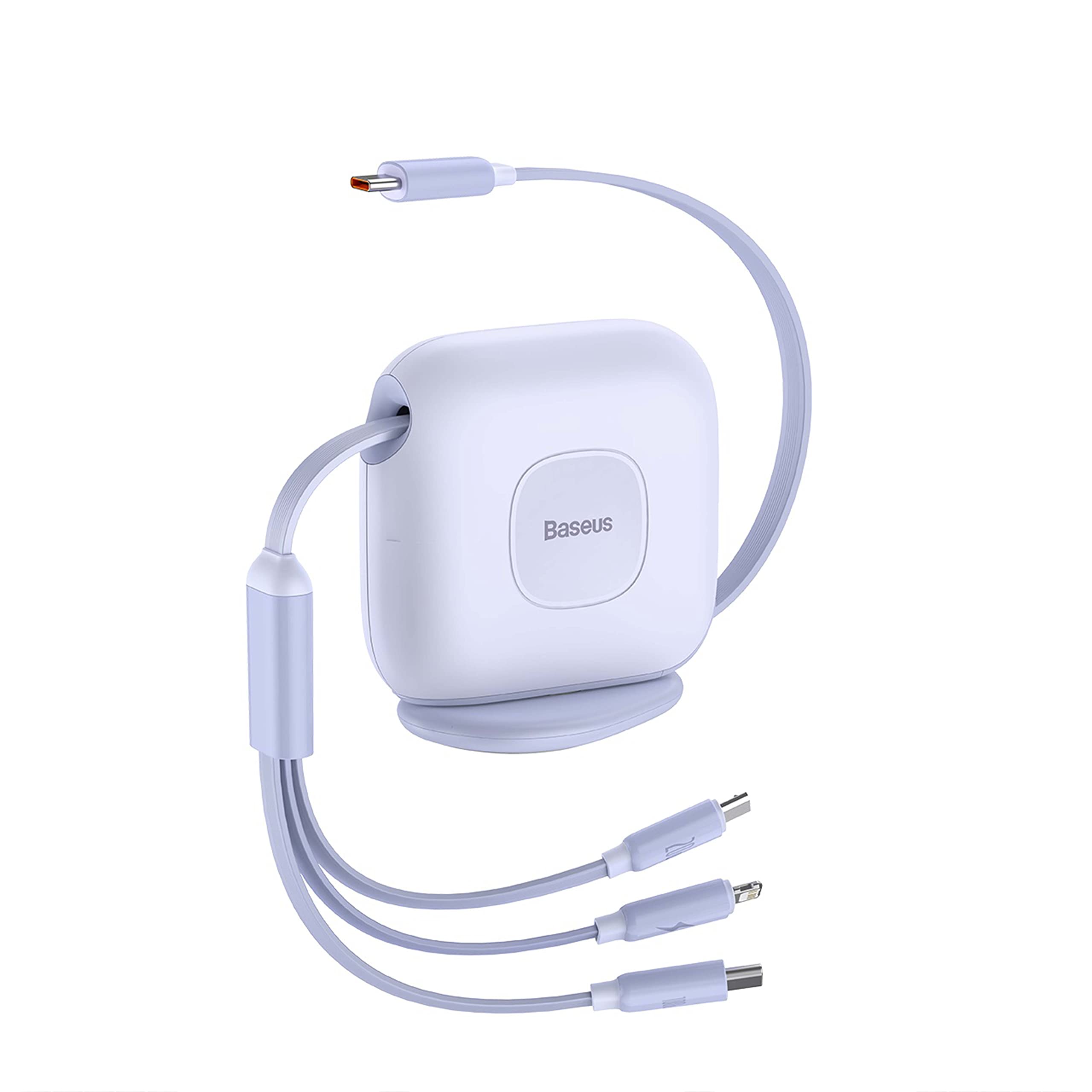 Baseus 3 in 1 Fast Charging Cable 100W Retractable 1.7M, Type C to L, USB C, and Micro, Data Transfer for iPhone 14 Pro iPad MacBook, Micro, USB C Fast Charging for Huawei Samsung and More (Purple)