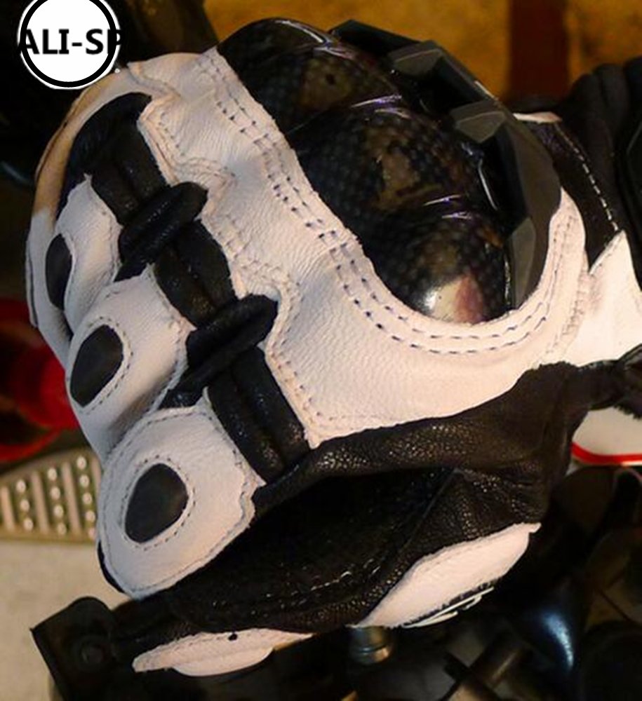 バイクグローブ Mサイズ　ホワイト&ブラック Amazon.co.jp: ALI-SP バイク グローブ 本革手袋 通気 防風