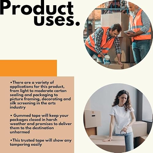 Miniatura 4 de Wolverine - Cinta de embalaje de papel kraft marrón 3.0, paquete de 10, 2.75 pulgadas (2.756 in) x 450 pies (449.5 ft), 5.5 mil, cinta de goma