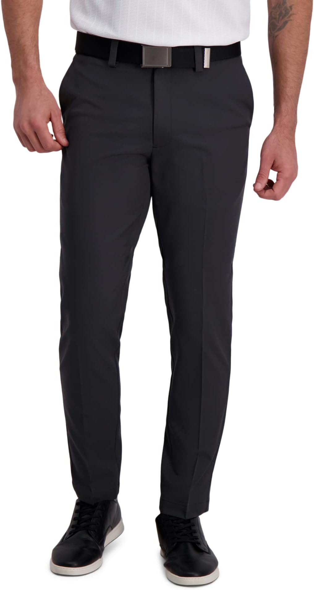 Haggar mens Cool Right Performance Flex Solid Slim Fit Flat Front Pant