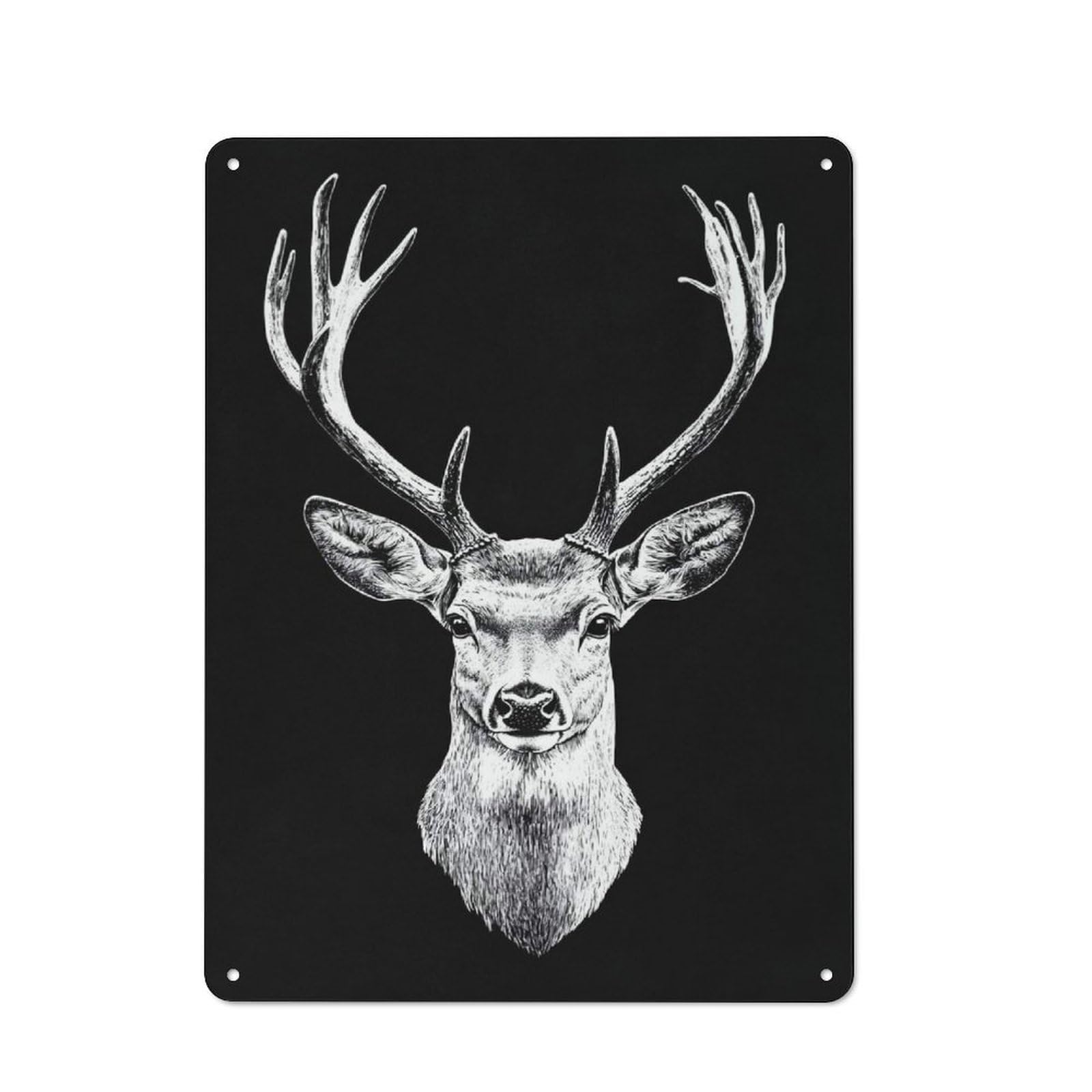 Junmoney Style-9 Tin Wall Plaque 40X30cm With Detailed Stag Portrait For Home Office Or Studio, For Metal Sign Collectors, For Garage And Workshop Walls