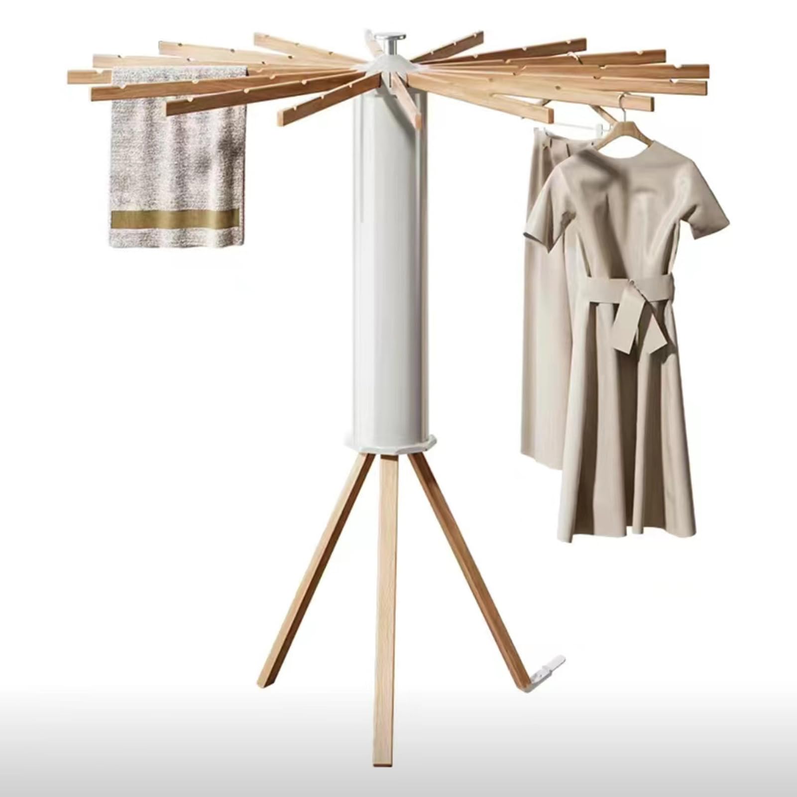 Étendoir à linge pliable avec 16 poteaux en bois noble alliance de design et durabilité 112x121cm