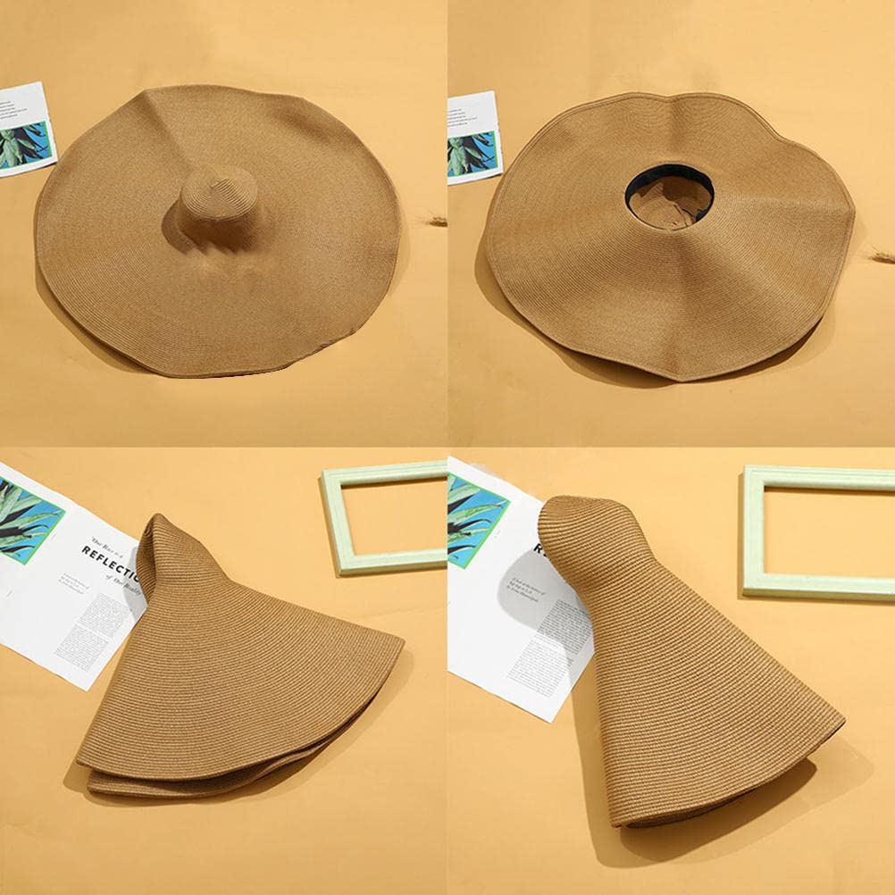 Chapeau de paille à large bord pour femme, chapeau de paille de plage surdimensionné pour femme, chapeau de soleil souple pliable, chapeau de plage pliable