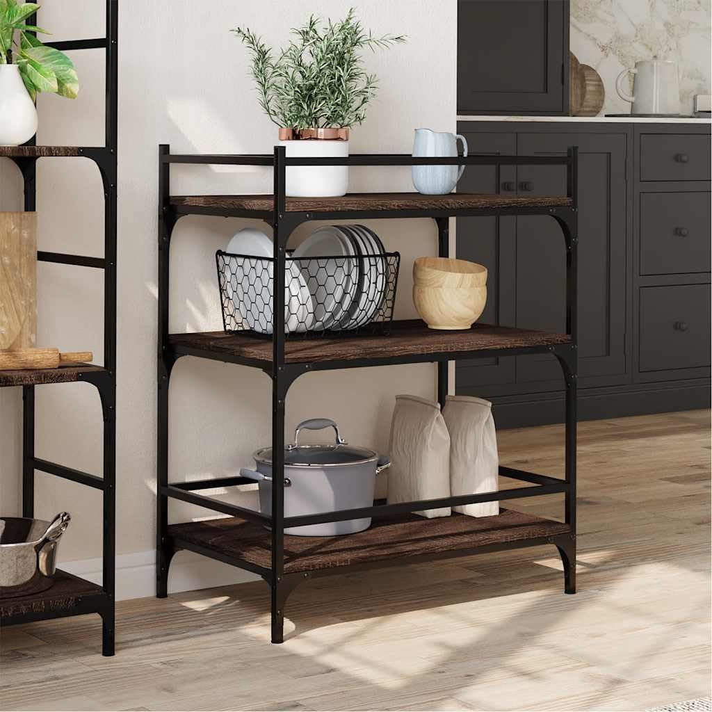 Carrello da cucina in legno di ingegneria marrone, 65 x 40 x 86,5 cm,