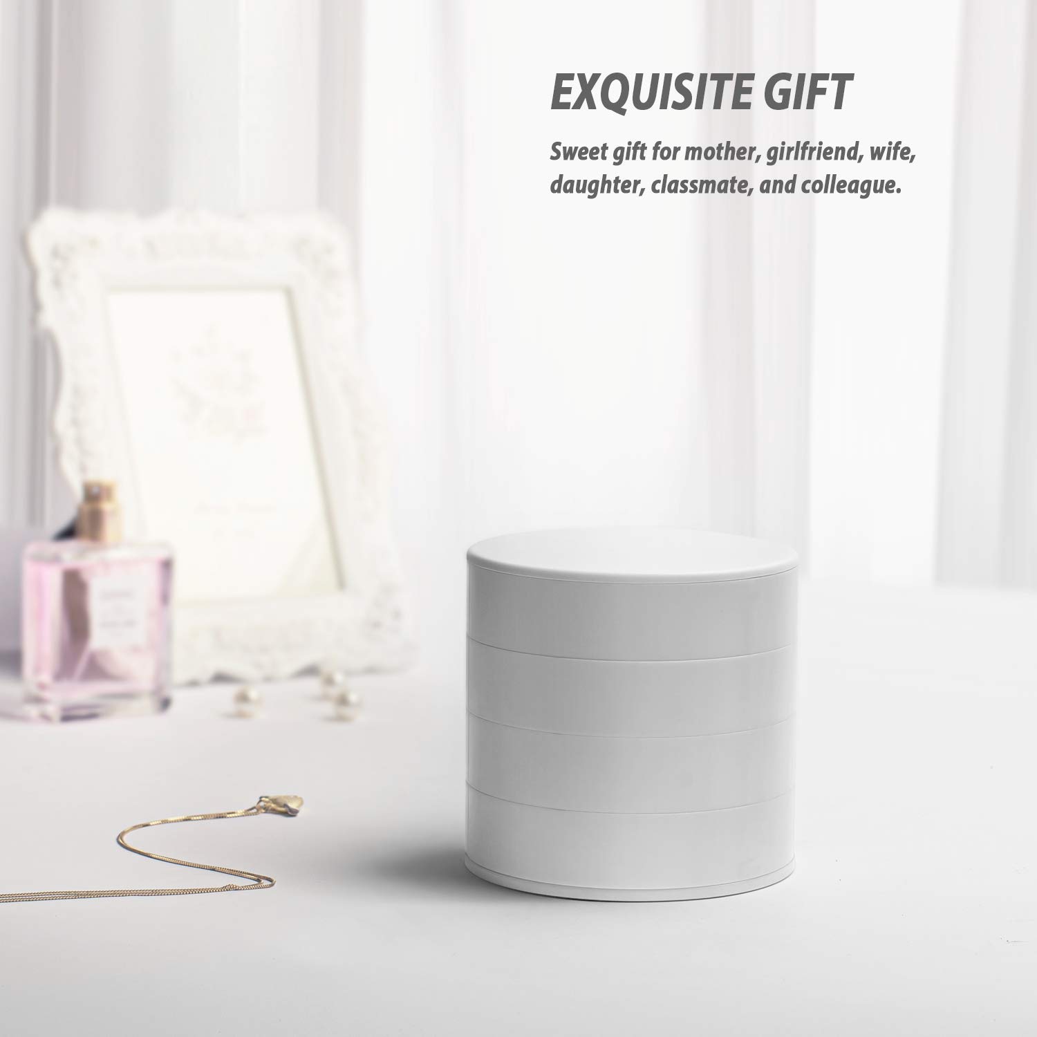 Schmuck Organizer 4 Etagen - Drehbare Aufbewahrungsbox Mit Deckel