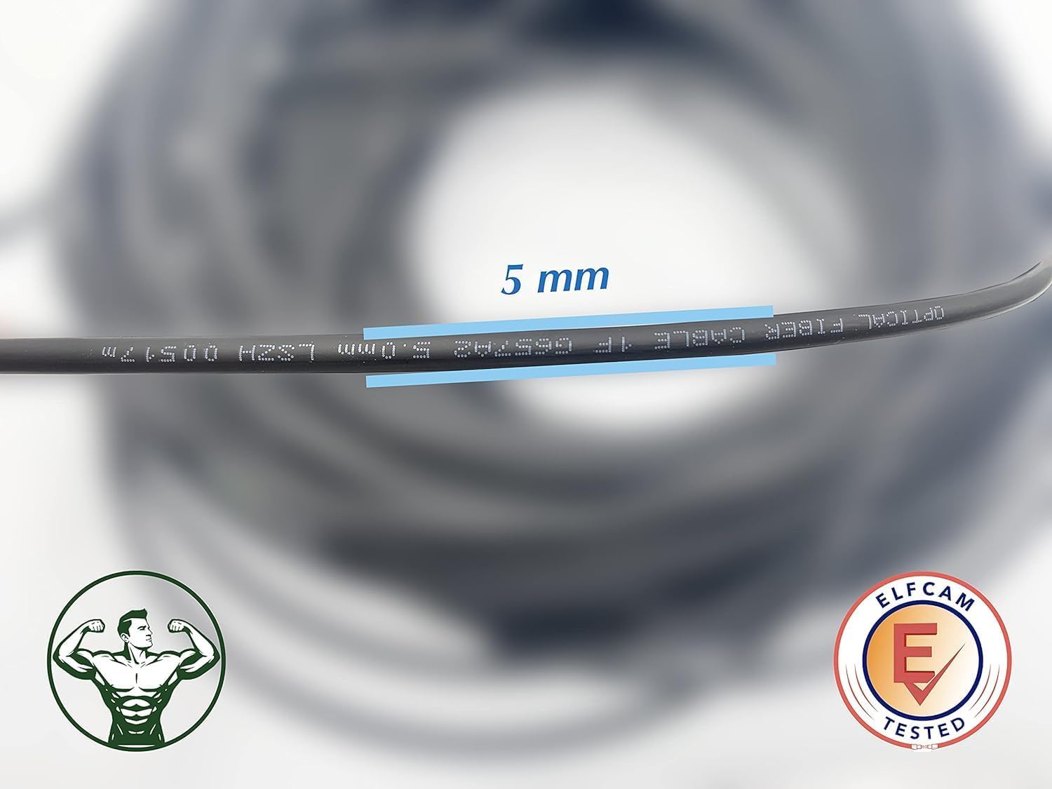 Elfcam - 500m Câble Fibre Optique SC/APC vers SC/APC Monomode Simplex OS2 G657A2, Double Gaine LSZH 5,0 mm, Faible Perte, Résistant à la Courbure, Noir, pour FTTH, Box Internet, Réseau Fibre