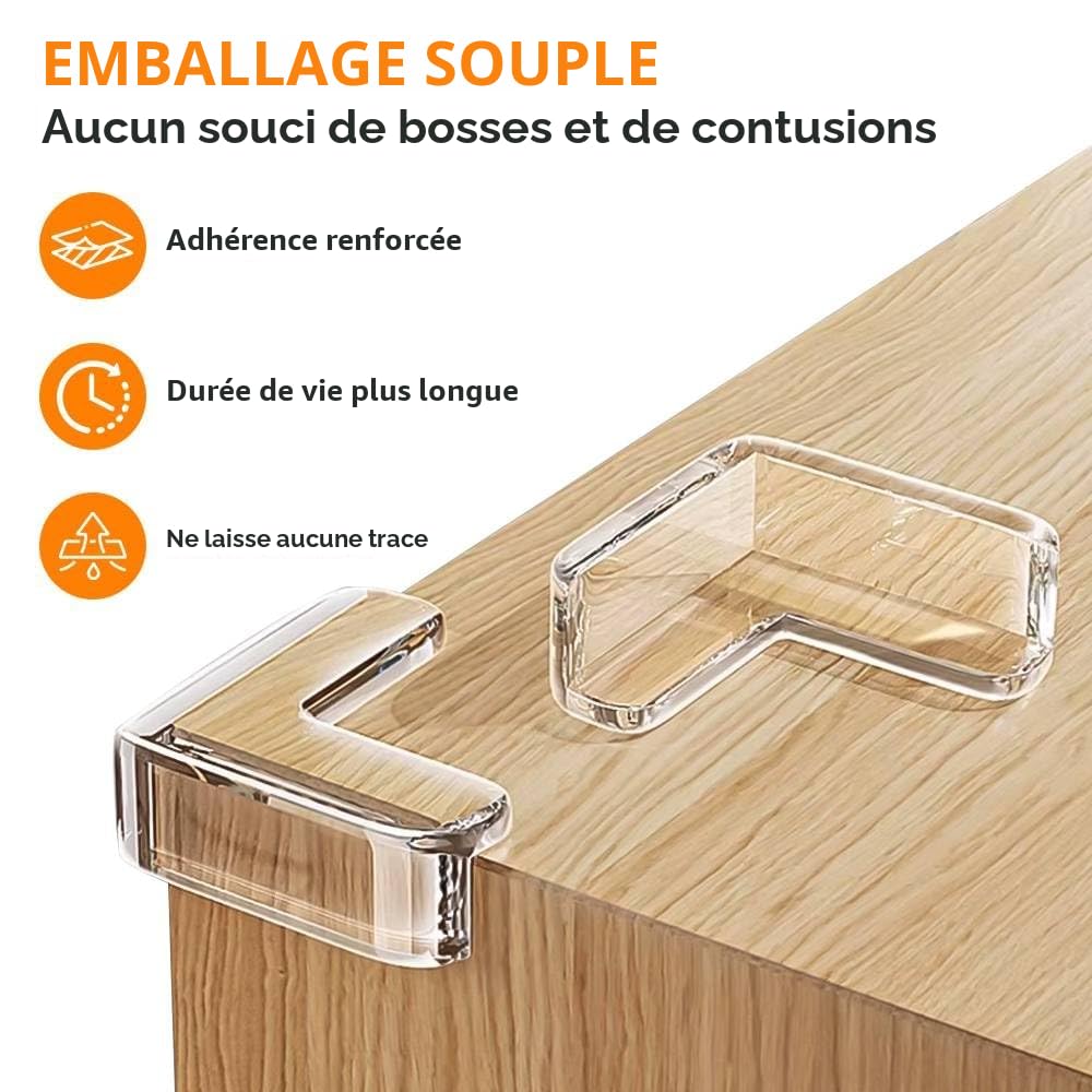 Lot de 8 Protections d'angle de Table de Type L pour Enfants, Protection des Coins de Table, Protection des Bords, Coins Anti-Collision Transparents pour Meubles tranchants