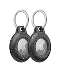 Waterproof Apple AirTag Secure Holder with Key Ring - Durable Scratch-Resistant AirTag Case&comma; Protective Keychain Accessory for Keys&comma; Pets&comma; Luggage&comma; Backpacks&comma; and More - Black &lpar;2-Pack&rpar;