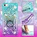ZASE Design Case Compatible with iPod Touch 7th, 6th, 5th Gen Liquid Glitter Sparkle Bling Shockproof Cute Floating 3D Butterflies Quicksand w/Phone Ring Holder Stand (Gradient Aqua Purple)