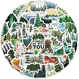 Forest Travel Adventure Aesthetic Outdoor Stickers - 50Pcs Waterproof Vinyl Nature Stickers for Water Bottles, Laptop, Scrapbook - Kids and Teens