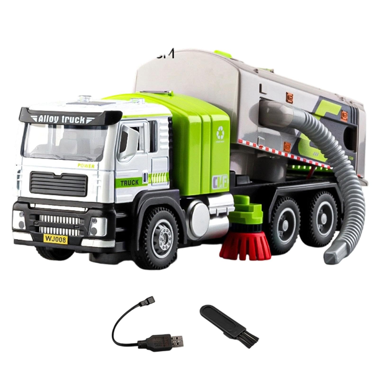 Street Sweeper Toy, Large Scale Alloy Vacuum Sweeper Truck Model Toy, Realistic Cleaning Vehicle Toys, Sturdy Construction Fun Play, Imaginative Play Learning Concepts Safe Alloy Car Family Toys