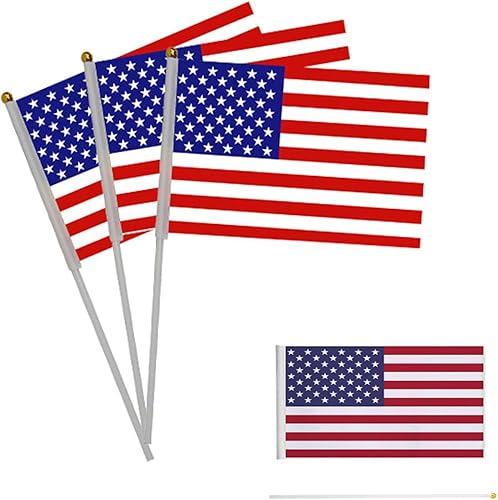 Miniatura 3 de Decoraciones de bandera del 4 de julio, paquete de 10 banderas de mano de Estados Unidos, mini banderas americanas, suministros de fiesta para el