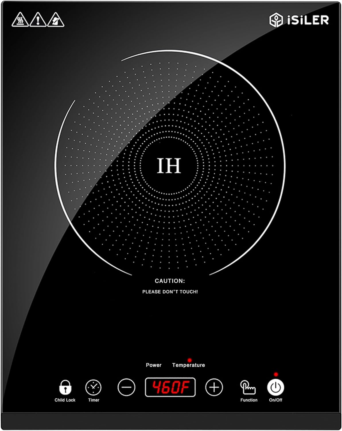 Portable Induction Cooktop, iSiLER 1800W Sensor Touch Electric Induction Cooker Hot Plate with Kids Safety Lock, 6.7″ Heating Coil, 18 Power 17 Temperature Setting Countertop Burner with Timer