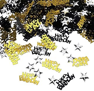 iZoeL BirthdayTable Confetti 30g incl. Rose Gold Happy Birthday Confetti (240pcs) Silver Star Confetti (350pcs) for Boys Girls Woman Kids Birthday Party Table Decoration