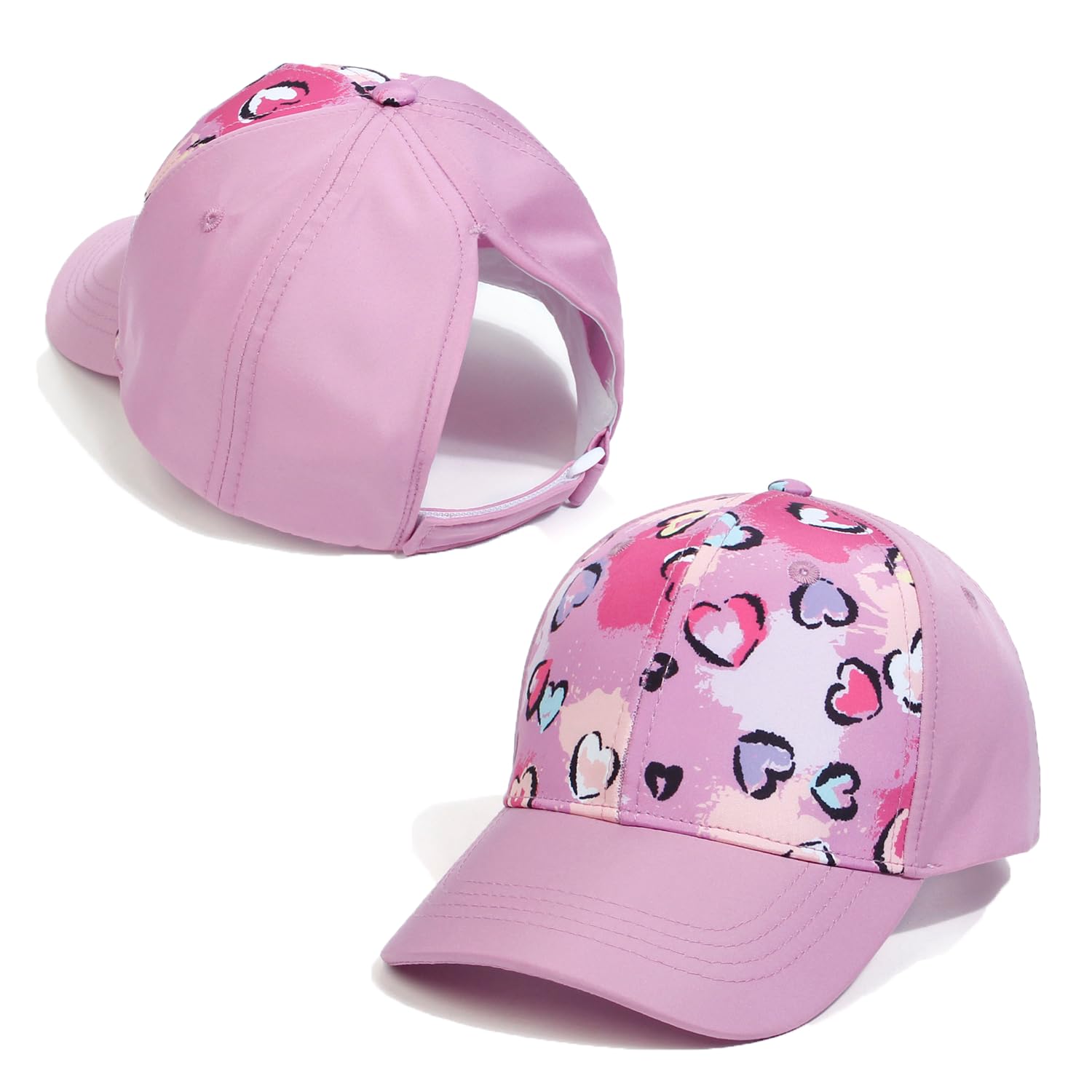 YAMEE Gorra de Béisbol para Niñas Suave Transpirable Gorra de Cola de Caballo,Gorras Béisbol al Aire Libre Sencillo y Elegante,Sombrero de Sol de Niños Ajustable para Camping Vacaciones Playa