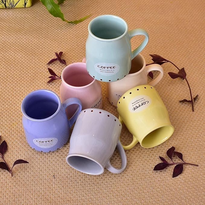 Image of Ceramic Multicolor Can Shape Tea Cup & Coffee Set,Microwave Safe Tea Cups for Home,Office and Everyday use for Cold & Hot Beverages Pack of 6