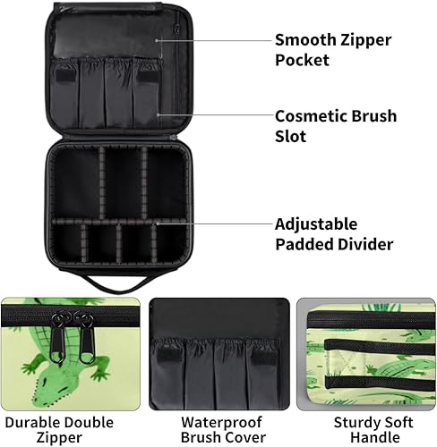 Miniatura 4 de KOBLEN Bolsa de maquillaje de viaje para mujer, grande, cuadrada, portátil, portátil, profesional, coqueta, estuche cosmético con mango de