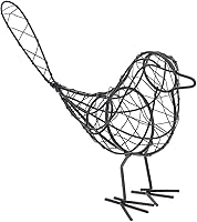 VOSAREA 3D Wire Iron Bird Figurine - Rustic Metal Bird Statue Ornament for Home Garden Table Decor (23x20x6cm)