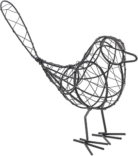 VOSAREA 3D Wire Iron Bird Figurine - Rustic Metal Bird Statue Ornament for Home Garden Table Decor (23x20x6cm)