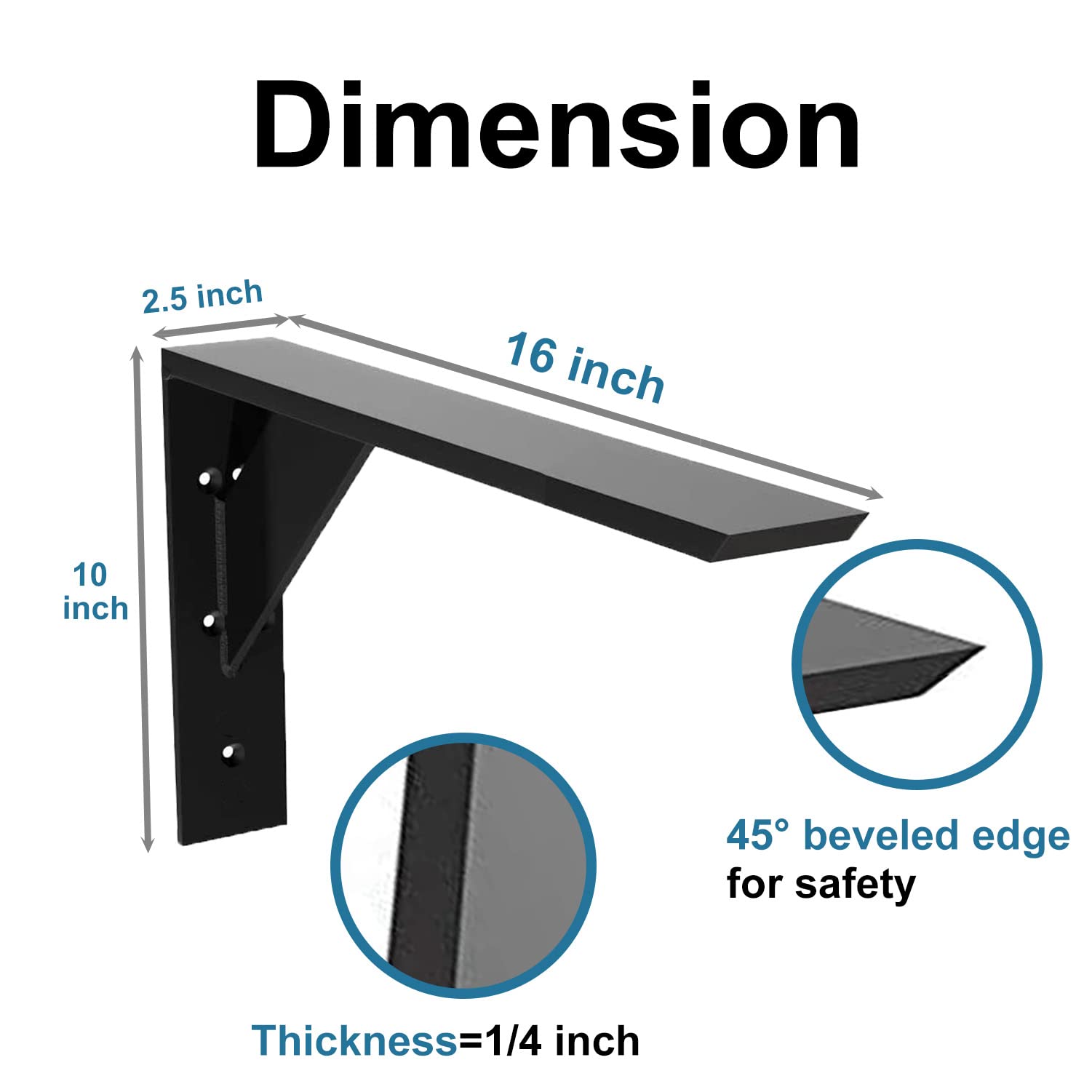 Heavy Duty Shelf Brackets 2 Pack 16 X 10 X 2 1/5 Steel