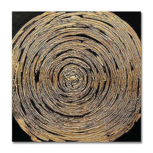 Pittura A Olio su Tela, Rotonda A Spirale Lamina d'oro Lusso Opere d'Arte Moderna Quadri Astratti Dipinti A Mano Senza Cornice Dipinti Ad Olio su Tela Wall Art per Soggiorno Camera da Letto Ufficio