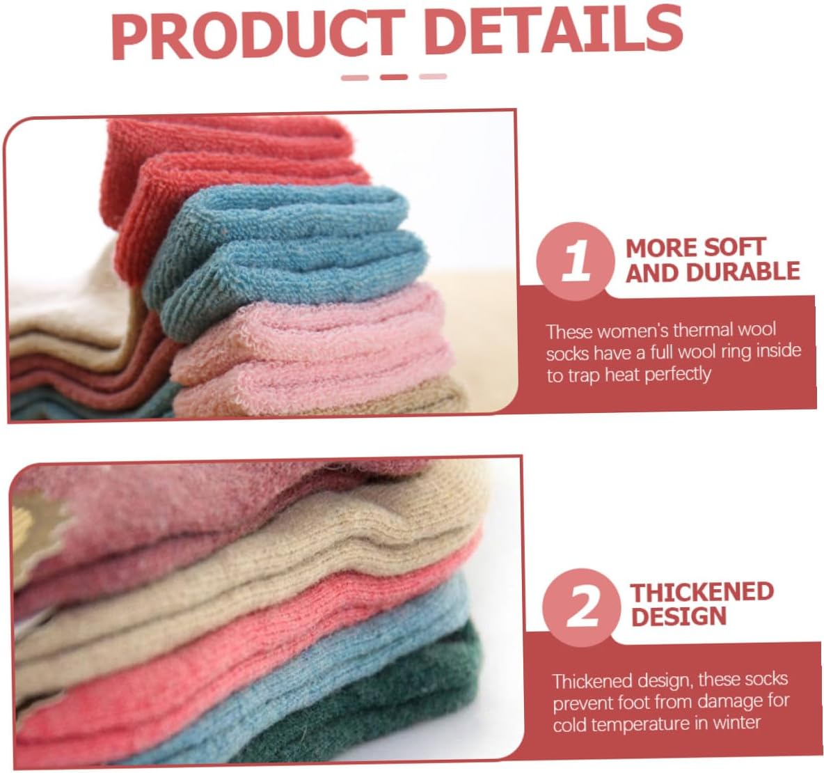 5 Pairs Wool Blend Winter Medium Tube Socks for Women Thickened Warm Boot Socks with Cuffed Design Comfortable Casual for Hiking Skiing and Daily Wear