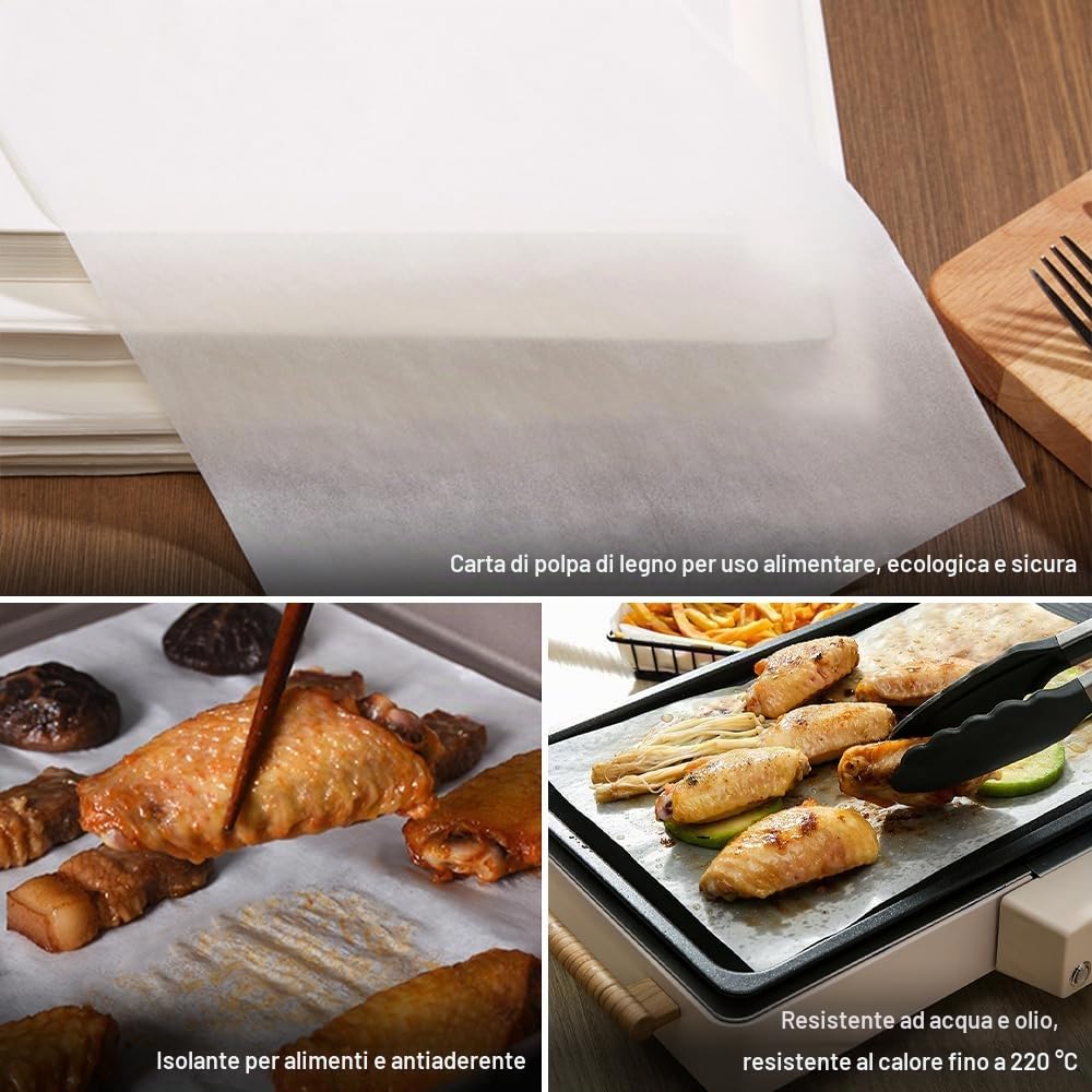 500 Fogli Carta Oleata Per Alimenti, 20 X 30Cm Carta Forno Fogli, Resistente All'Acqua E All'Olio Carta Cerata Per Alimenti, Antiaderente Per Hamburger La Griglia
