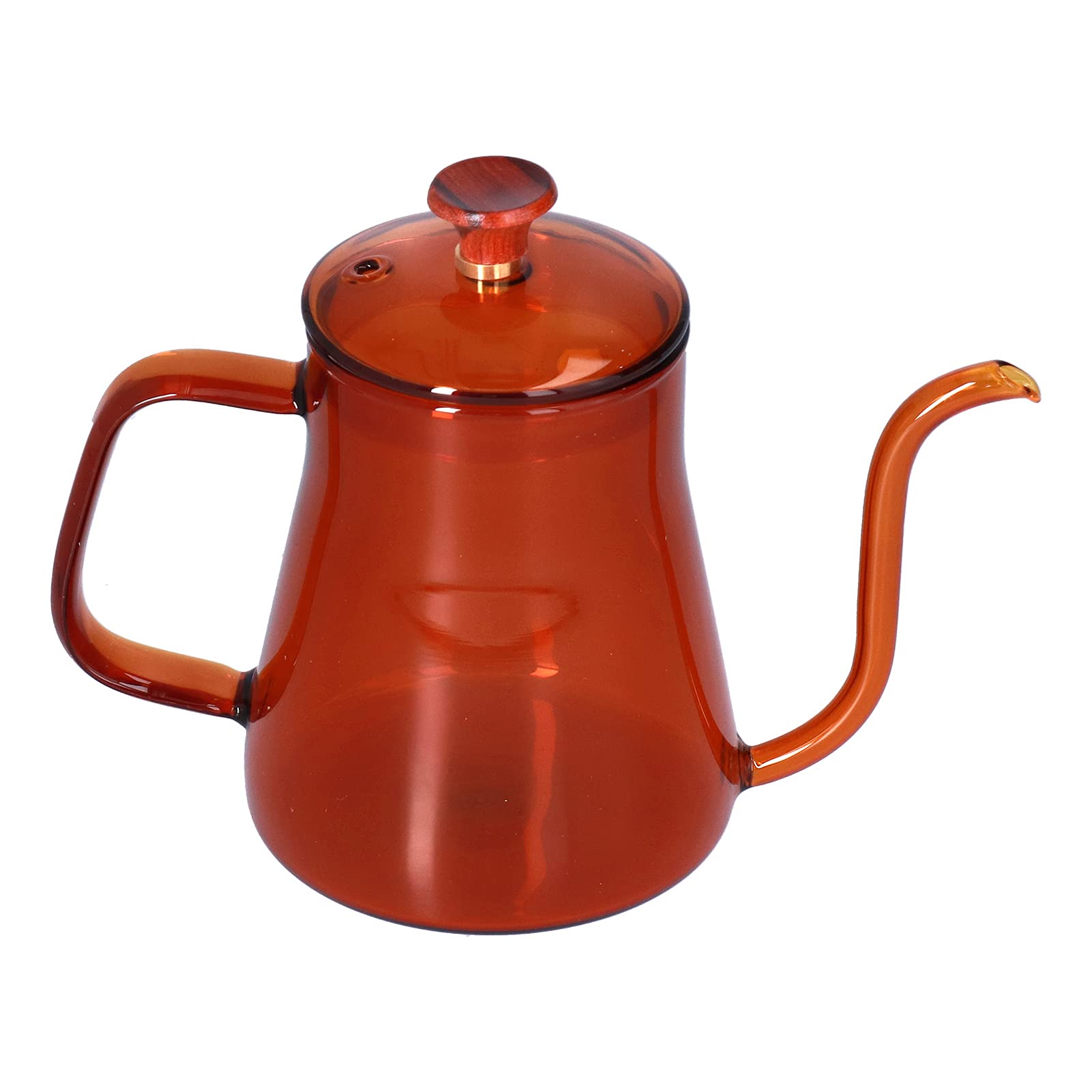 Bollitore Hapvida con Beccuccio Lungo, Caffettiera a Collo di Cigno in Vetro Borosilicato 1000ml Resistente al Calore per Caffè e Tè (Marrone)