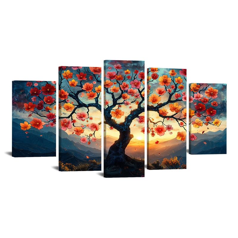 Toile arbre de vie coloré rouge pour créer un salon zen et chaleureux