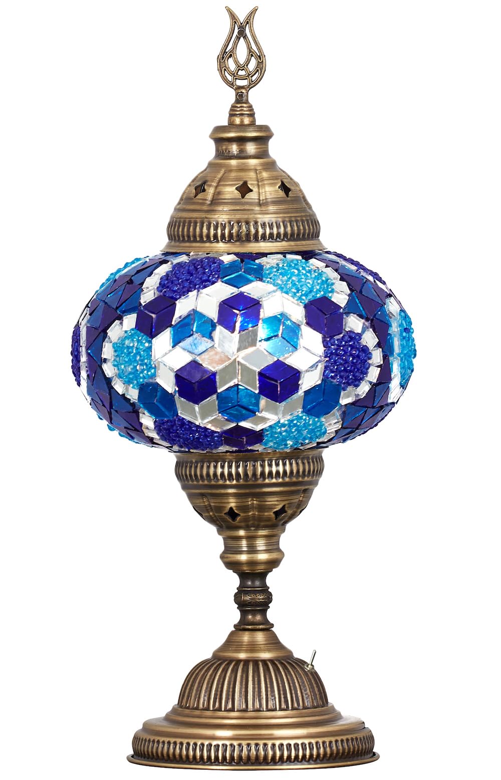 蝶*子様 オークション出品⭐︎インディゴライト3.11ct Turkish Moroccan Mosaic Battery-Operated Table Lamp – 12” H, 5” W