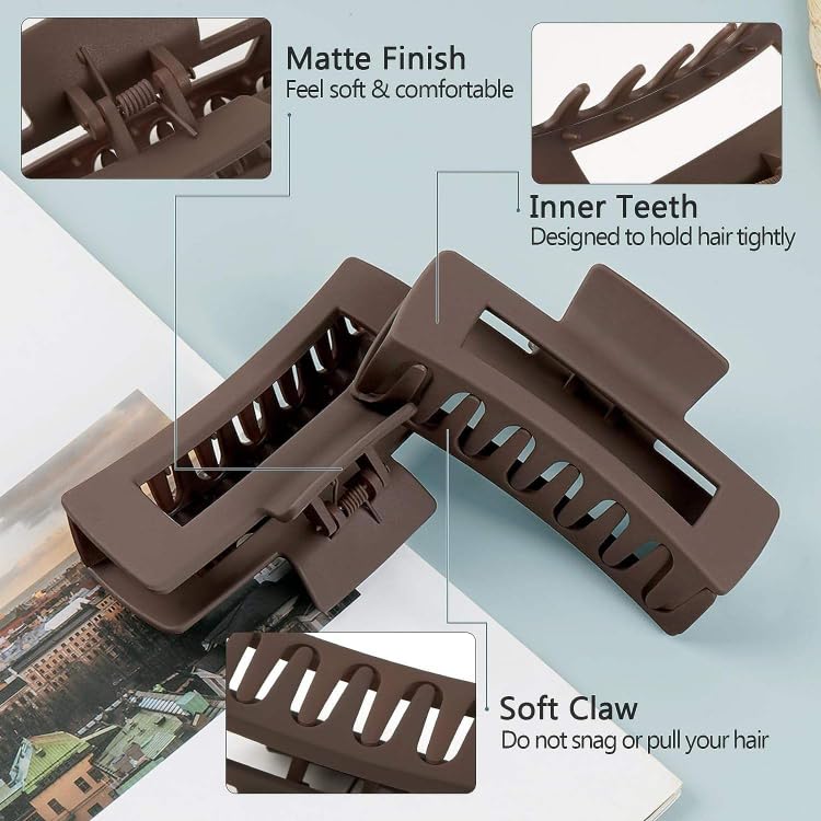 Miniatura 5 de BELLA - 8 pinzas para el cabello para mujer, cabello largo y grueso, 4.3 pulgadas, pinzas de pelo grandes para niñas, antideslizantes, sujetan el