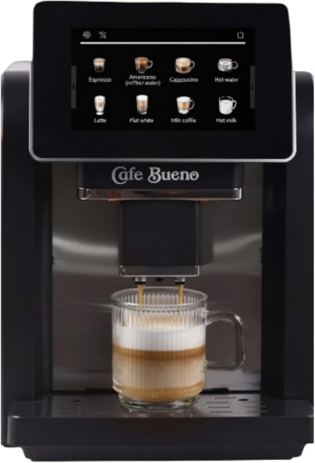 Cafe Bueno Super Automatic Espresso Machine CB-3500 For Home - Coffee Machine With Grinder & Milk Frother For Latte, Cappuccino, Macchiato - Auto Wake & Sleep – Supports Plant Based Milks