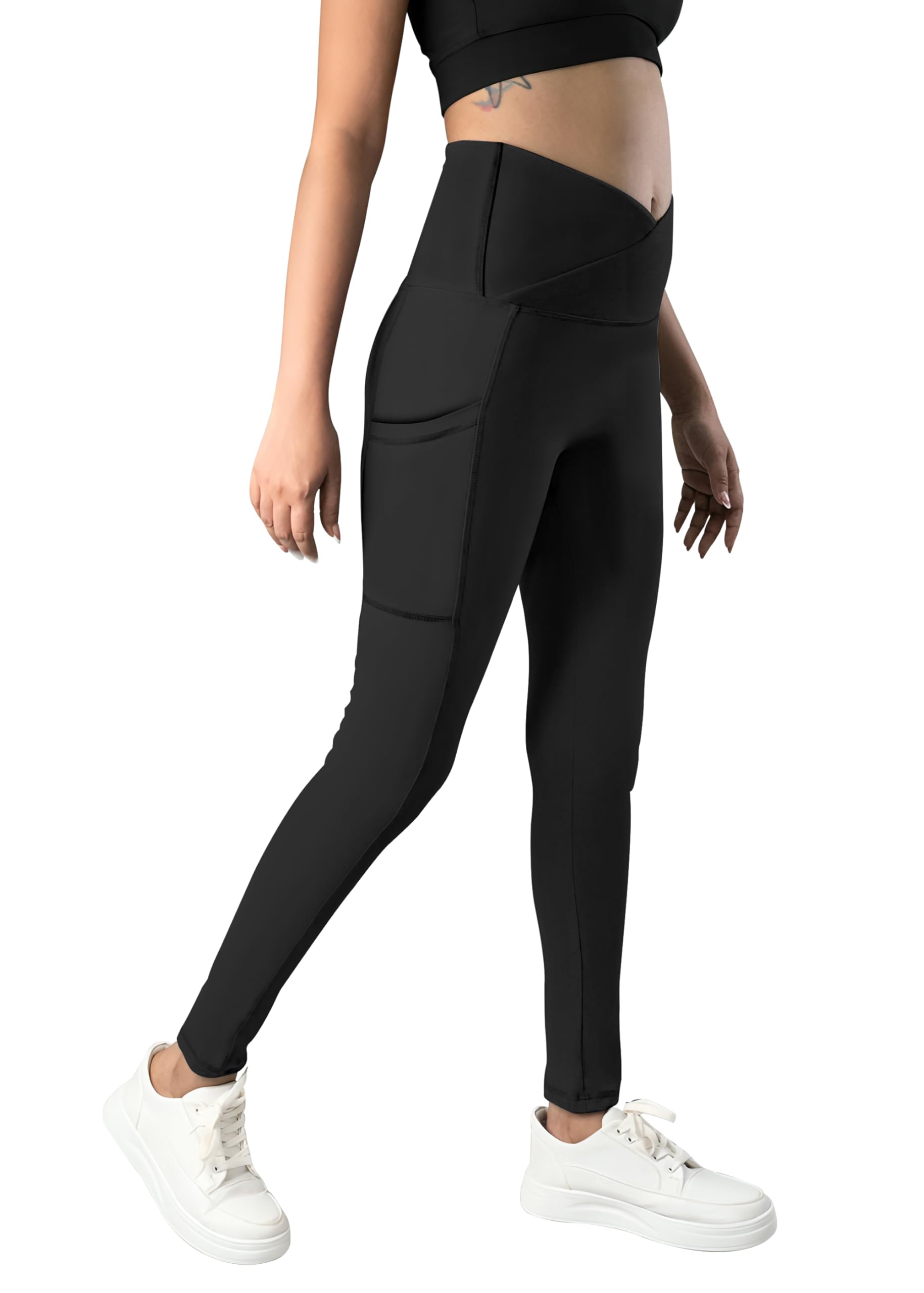 mehrang High Waist Yoga Leggings, Purple, Cross Belt Waistband, Workout Athletic Pants with Tummy Control-picture-45