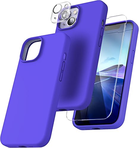 TOCOL Funda 5 en 1 para iPhone 14 Plus, 2 protectores de pantalla + 2 protectores de lente de cámara, funda delgada de silicona lĂquida para iPhone TOCOL Funda 5 en 1 para iPhone 14 Plus, 2 protectores de pantalla + 2 protectores de lente de cámara, funda delgada de silicona lĂquida para iPhone