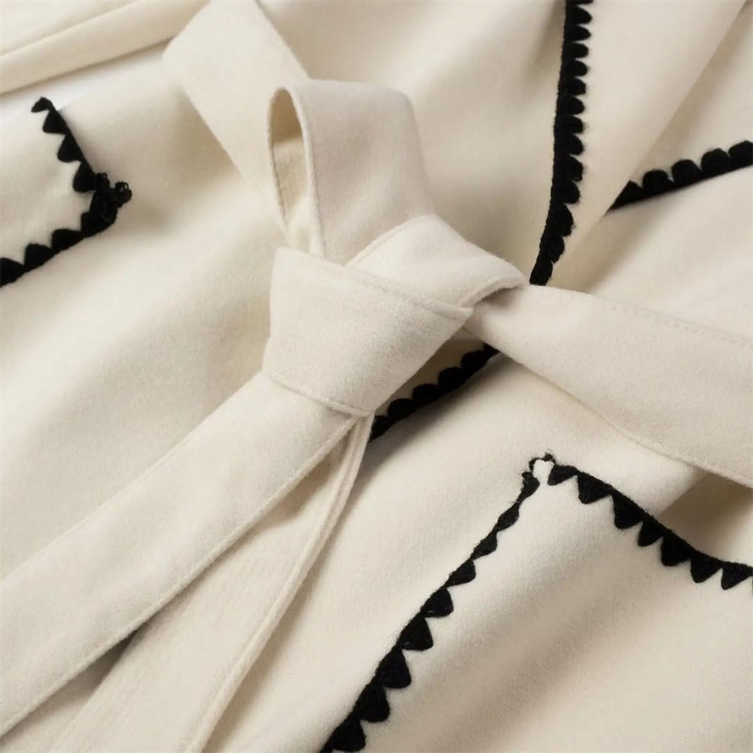 Abrigos de lana con cinturón para mujer, chaquetas largas, cortavientos, abrigo de invierno, abrigo grueso