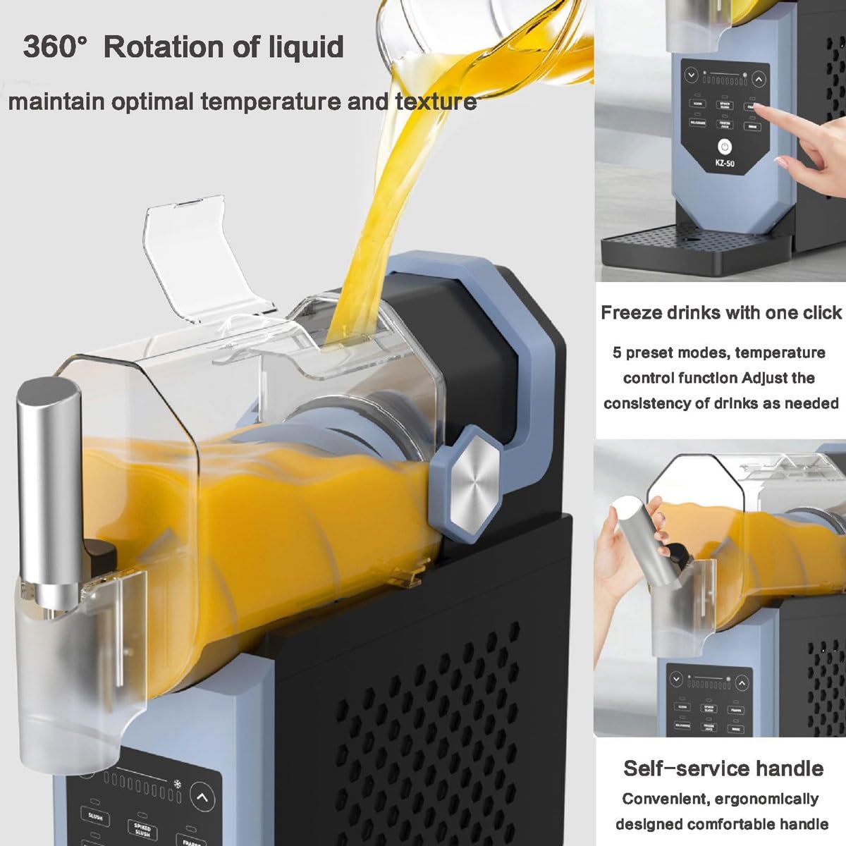 Máquina profesional de granizado con 5 programas preestablecidos, pantalla LED, función de autolimpieza, ideal para hacer bebidas congeladas y helados suaves en restaurantes, hogares, cafeterías y