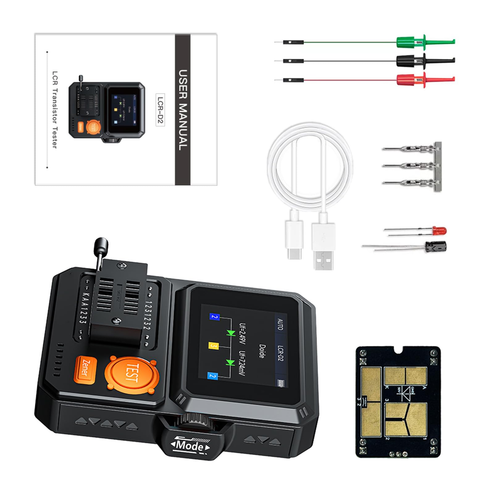 Tester del transistor di Digital di precisione con la batteria ricaricabile per il semiconduttore del tester di elettronica degli ingegneri