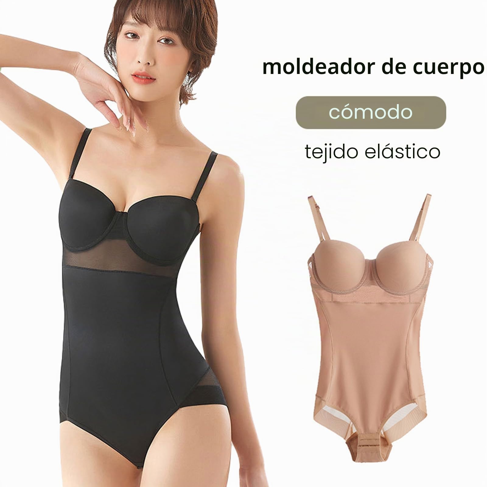 Body Moldeador Adelgazante para Mujer, Ropa Interior con realce, Monos con Tirantes y Aros, Camisolas con Control de Barriga, Tops