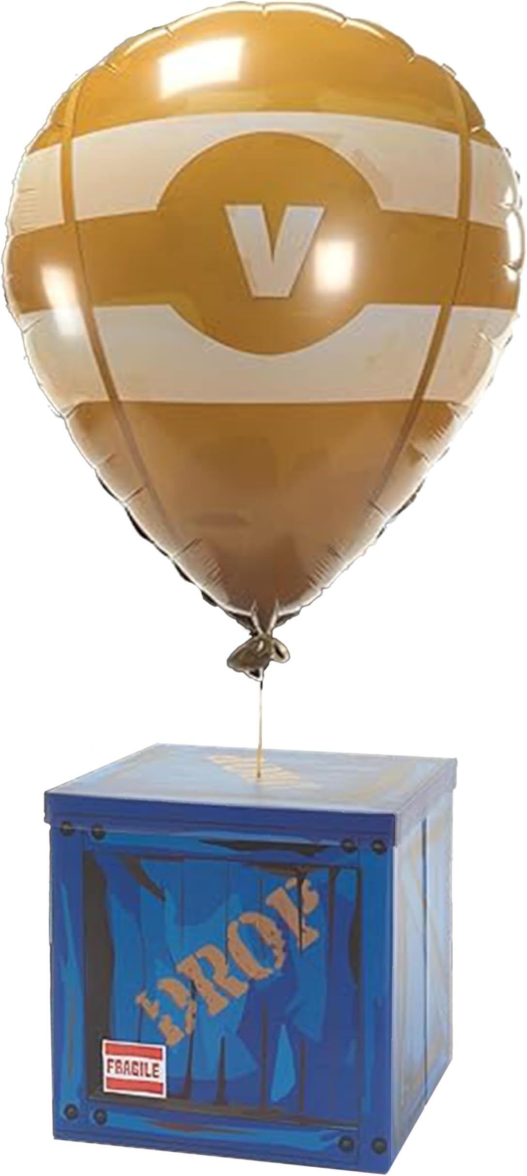 Loot Drop Box with Yellow Balloon – Large 14” Gift Box for Birthday Parties & Decorations | Mystery Treasure Chest Storage with Balloon | Ideal for Themed Gifts & Party Supplies