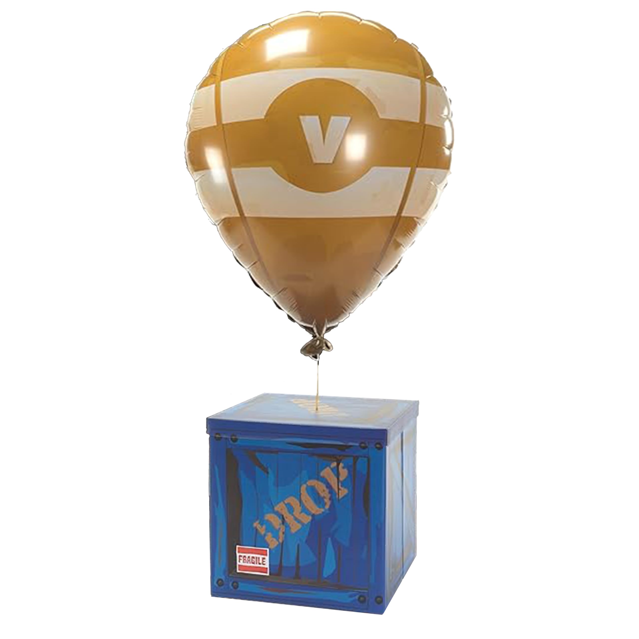Loot Drop Box with Yellow Balloon – Large 14” Gift Box for Birthday Parties & Decorations | Mystery Treasure Chest Storage with Balloon | Ideal for Themed Gifts & Party Supplies