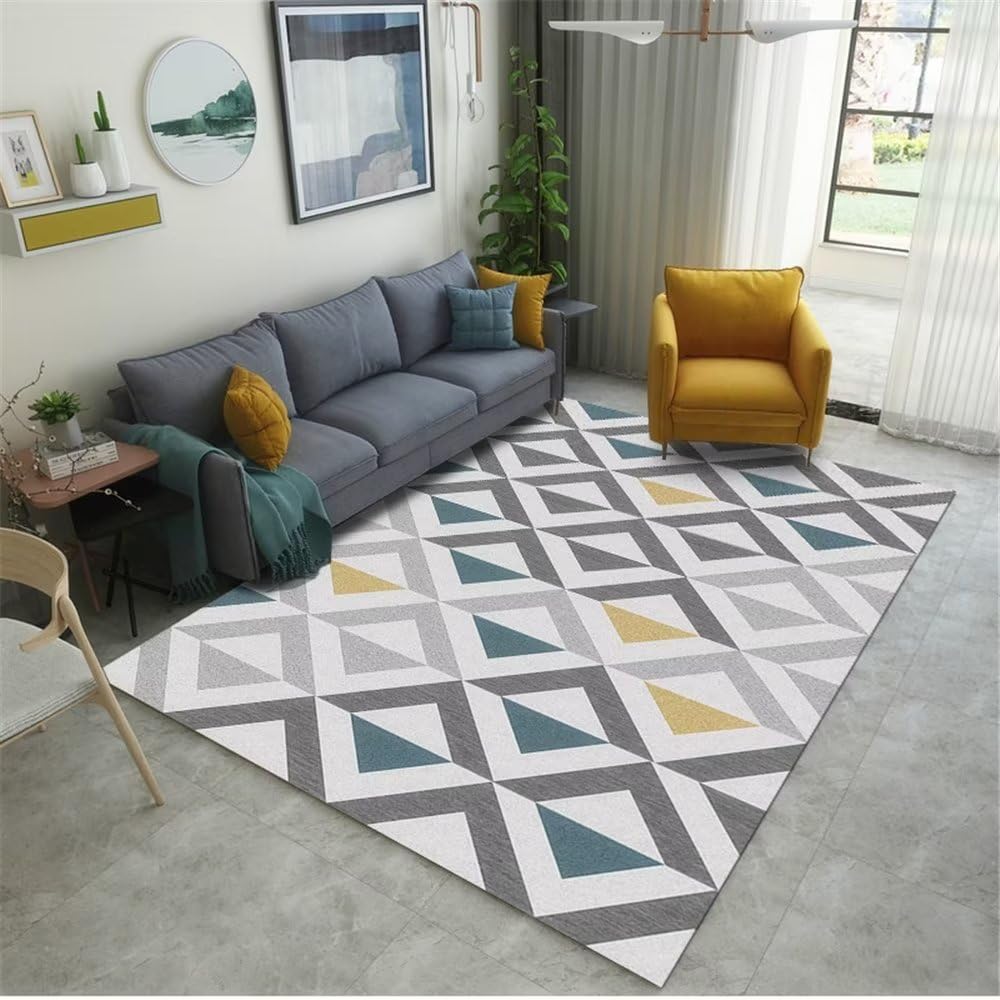 Tapis gris motif rétro en treillis flou de salon moderne et restaurant 160x230cm