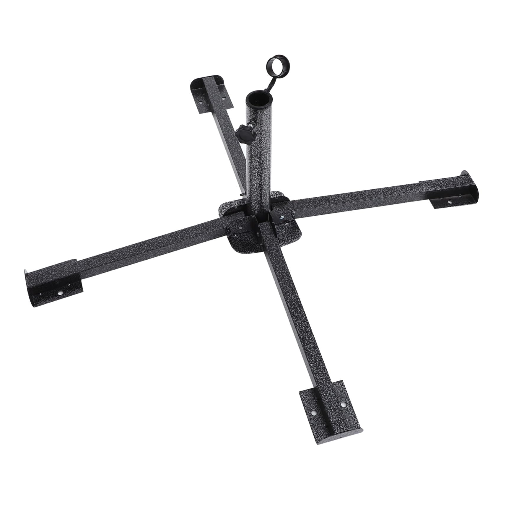 SUPVOX Base Portaombrelli in Ferro Nero a 4 Piedi Pieghevole, Supporto per Ombrellone da Spiaggia Leggero e Stabile per Giardino e Vacanze Estive
