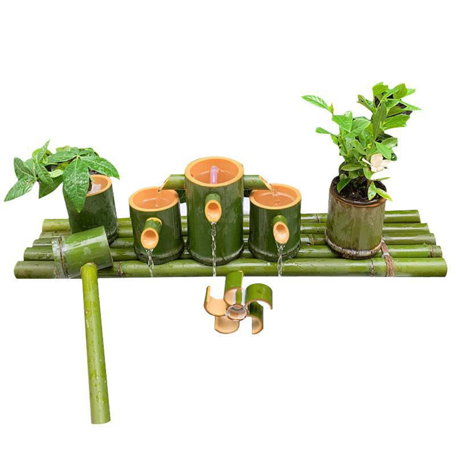 asdchZen Bamboo Garden Water Fountain,Japanese Zen Garden Pond Water Feature Decoration With Pump, 90Cm/35.4In,60cm/23.6in