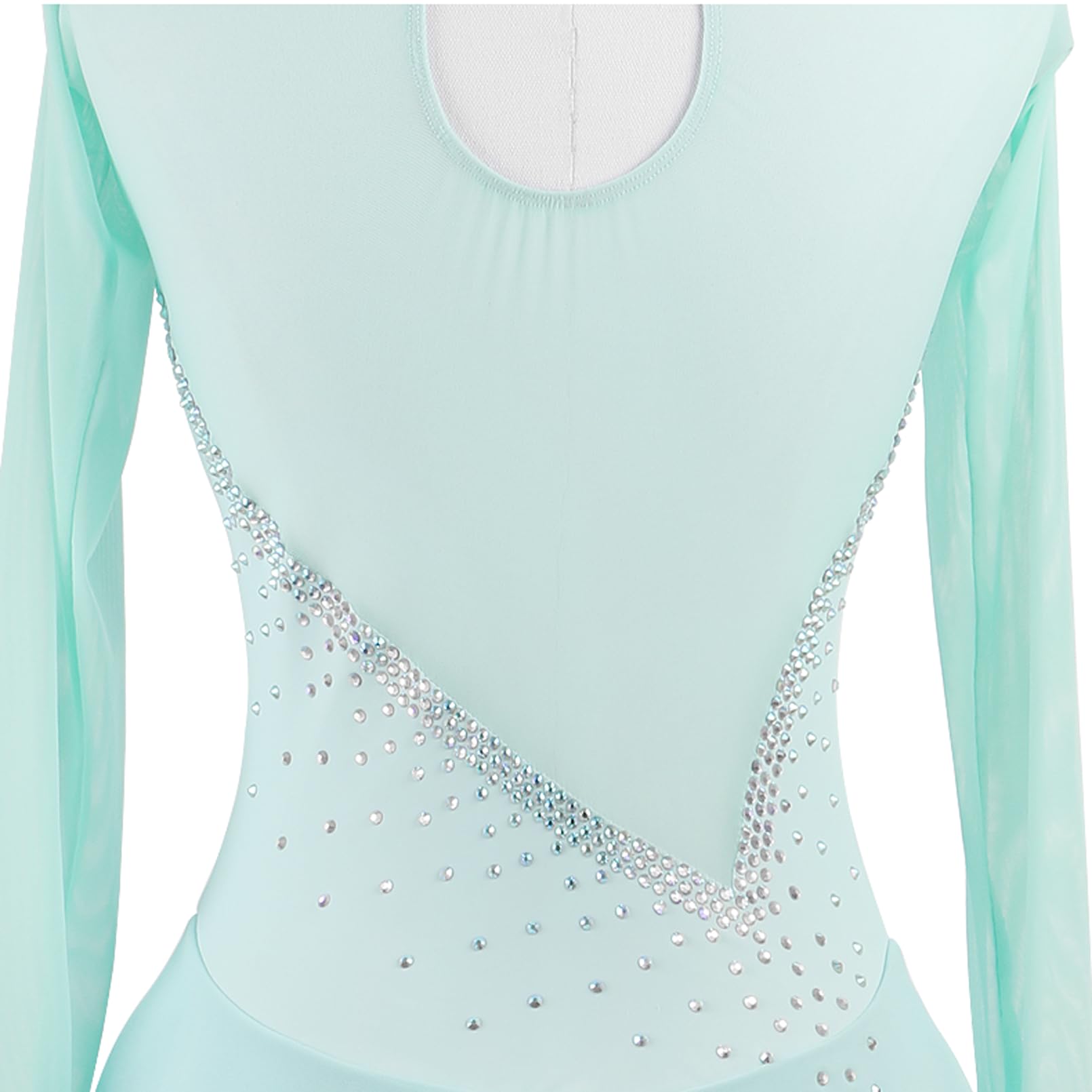 Vestido de Patinaje Artístico para Niñas Maillot de Patinaje sobre Hielo para Mujeres Traje Brillante con Pedrería Traje de Gimnasia Rítmica
