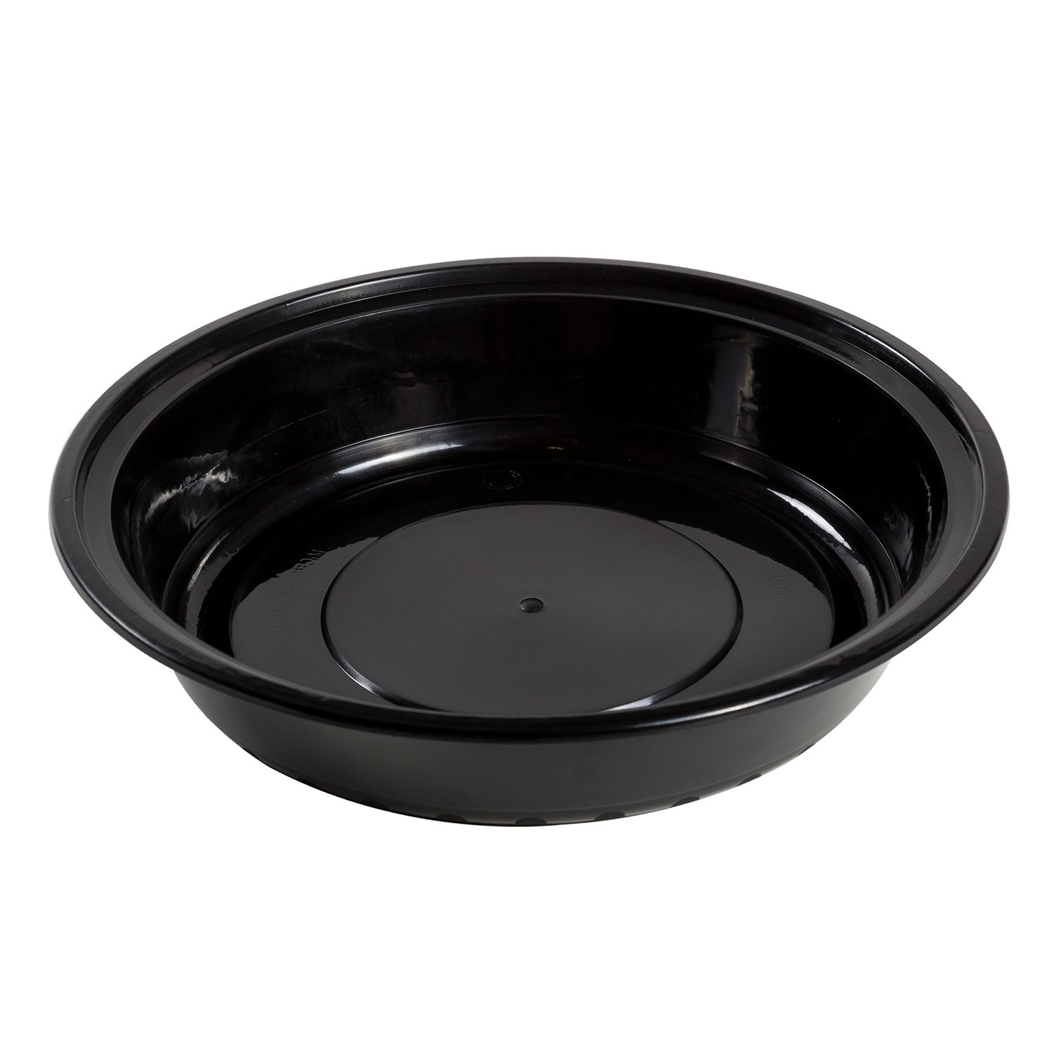 AmerCare 9" Round Black Plastic Container with Lid, 48oz. for Microwave or Freezer, Pack of 150