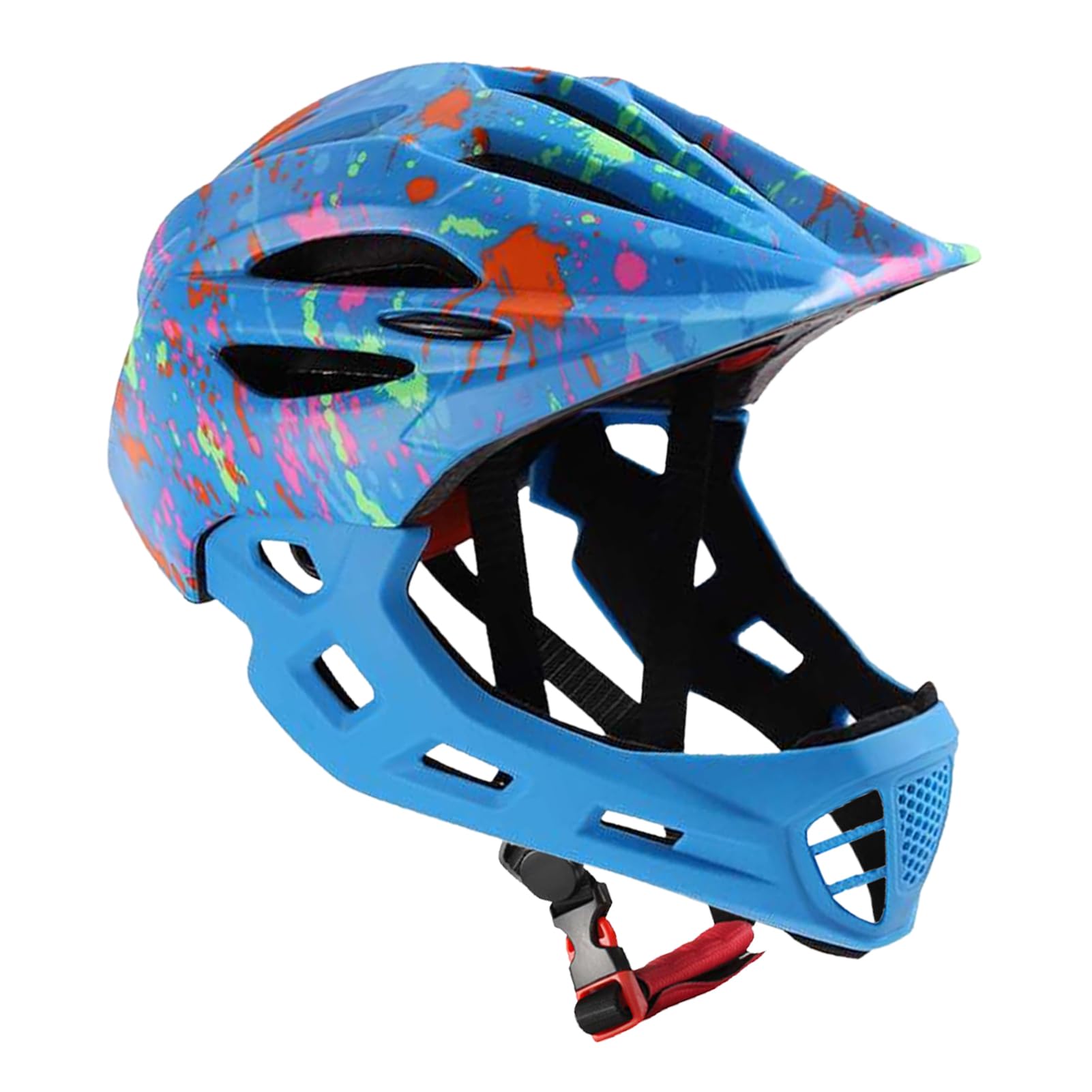 Full Face Adjustable Kids Bike Helmets, Lightweight Toddler Helmets with LED Light, Ventilation, for Sun Protection with Sponge Pad (M) — view 2